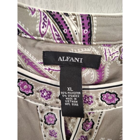 Alfani Paisley Sparkle Tunic Mini-dress XL Purple Tan NWT Boho Party Festival - Picture 8 of 11